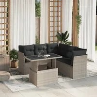 Set Divano da Giardino 6pz con Cuscini Grigio Chiaro Polyrattan 3266582