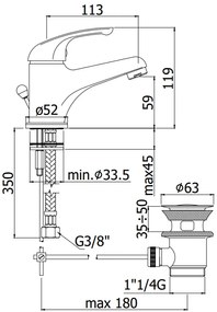 Paffoni Apollo 3 APM3070CR Miscelatore Lavabo con scarico automatico 1”G senza attacco catenella Cromo