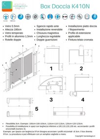 Kamalu - box doccia a nicchia 120cm vetro serigrafato altezza 180cm k410n