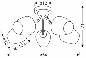 Lampadario a plafone ZINA 5xE27/40W/230V ottone/bianco