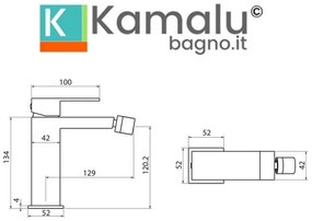 Kamalu - miscelatore bidet nero opaco linea squadrata | kam-diana nero