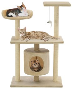 Albero per gatti con tiragraffi in sisal 95 cm beige