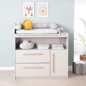 Cassettiera per bambini grigio chiaro con fasciatoio 107x98x75 cm Lea – Roba