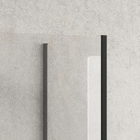 Kamalu - Parete doccia walk in 90x140 angolare profilo nero | KW4000B