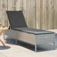 Lettino Prendisole con Cuscino Grigio Chiaro in Polyrattan 4002724