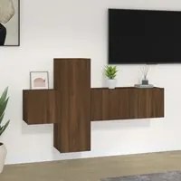 Set Mobili Porta TV 3 pz Rovere Marrone in Legno Multistrato cod mxl 20980