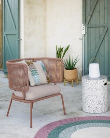 Kave Home - Sgabello Jenell in terrazzo bianco Ã˜ 35 cm