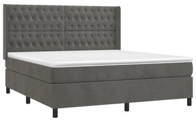 Letto a molle con materasso e led grigio scuro 180x200 cm