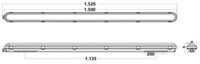 Plafoniera LED 150cm 55W IP66 CCT - con driver Osram Icutronic - con Kit di Emergenza Integrato Colore Bianco Variabile CCT