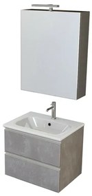 Mobile bagno sospeso 60 cm Master grigio cemento con specchio contenitore