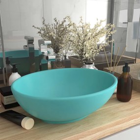 Lavandino Lusso Ovale Verde Chiaro Opaco 40x33 Cm İn Ceramica /