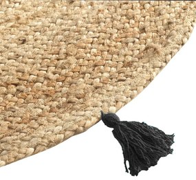 Tappeto rotondo nero/di colore naturale in iuta ø 120 cm Shira – douceur d'intérieur