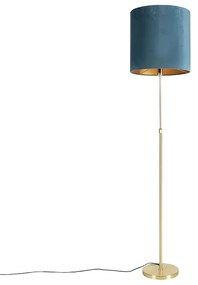 Lampada da terra oro / ottone paralume velluto blu 40/40 cm - PARTE