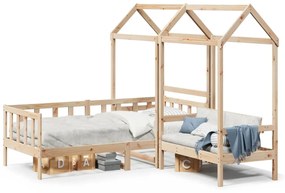 Set Dormeuse E Panca Con Tetto 90x200cm Legno Massello Di Pino /