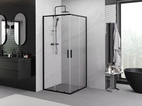 Mexen Exo-S Duo cabina doccia quadrata scorrevole 80 x 80 cm, trasparente, nera - 8111-080-080-70-00