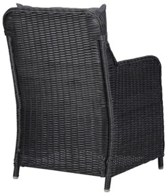 Set da Pranzo da Giardino 7 pz in Polyrattan Nero