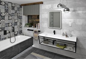 Scaffale da sotto lavabo bianco/nero in metallo da appendere 218x40 cm Aruba – Sapho