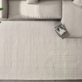 MEDAD - tappeto in lana avorio con decoro