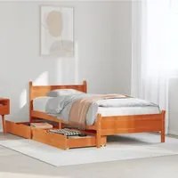 Letto senza Materasso Marrone Cera 75x190 cm in Legno di Pino 3309796