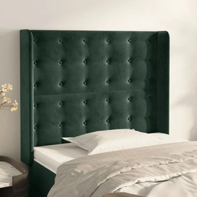 Testiera Ad Orecchio Verde Scuro 83x16x118/128 Cm İn Velluto /