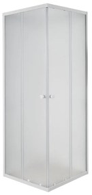 Box doccia angolare con porta scorrevole, vetro smerigliato 4 mm, L 64-65 cm x L 65 cm, H 185 cm, bianco Plumin 2.0