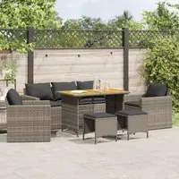 Set Divano da Giardino 6 pz con Cuscini Grigio in Polyrattan 3213557