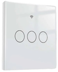 Interruttore Wifi Da Parete 86X86 Pannello Touch 3 Tasti Colore Bianco WiFi + RF 433 Compatibile con Amazon Alexa e Google Home