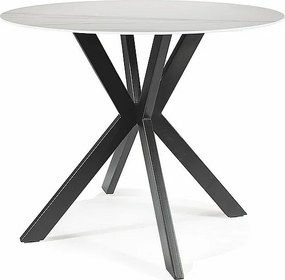 Tavolo rotondo Talia effetto marmo bianco/nero - ø90 / h75 cm