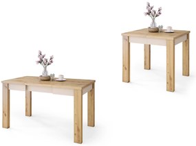 FONTE Rovere Artisan / Beige (Champagne) - CLASSICO TAVOLO DA CUCINA/SALONE ESTENDIBILE FINO A 130 cm!