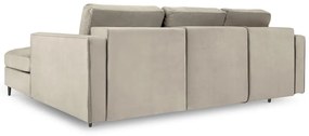 Divano letto angolare in velluto beige, angolo destro Santo - Milo Casa