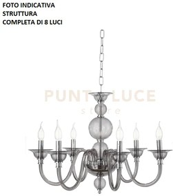 Lampadario tebe 8 luci fume' e cromo attacco e14 d.87cm