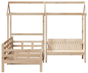 Set dormeuse e panca con tetto 90x190cm legno massello di pino