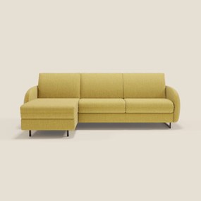 Ninfea Divano Letto Angolare con Penisola Contenitore e Materasso H18 cm - piedini in metallo e Tessuto impermeabile T03