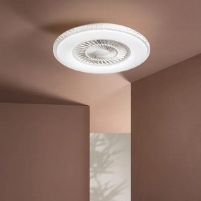 Ventilatore da soffitto LED-BOREA-BT pale trasparenti, struttura bianca ø 55.5 cm INTEC