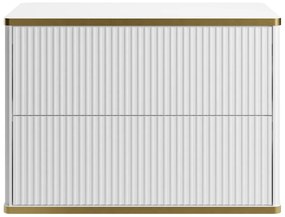 Mobile sotto lavabo sospeso scanalato profilo Dorato Bianco L80 cm - KELIZA