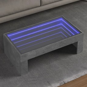 Tavolino Da Salotto Con Led Infinity Grigio Cemento 90x50x30 Cm /
