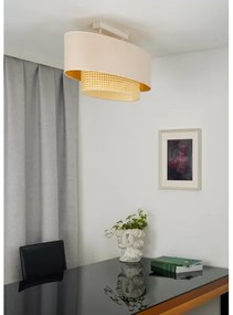 Duolla - Lampadario a plafone DOUBLE OVAL RATTAN 2xE27/15W/230V color crema/rattan