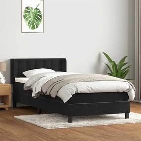 Giroletto A Molle Con Materasso Nero 90x220 Cm İn Velluto /