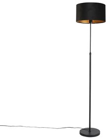 Lampada da terra nera con paralume in velluto nero con oro 35 cm - Parte