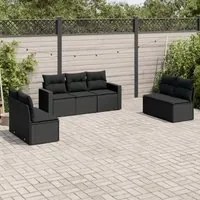 Set Divani da Giardino con Cuscini 7pz Nero Polyrattan 3218815