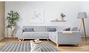 Divano angolare grigio chiaro allungabile e con contenitore (con penisola a destra/a L) Classy Sophie – Miuform