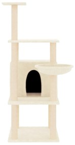 Albero per gatti con tiragraffi in sisal crema 132 cm