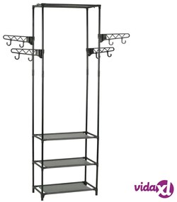 vidaXL Appendiabiti Acciaio e Tessuto non Tessuto 55x28,5x175cm Nero