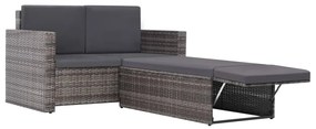 Set Divani da Giardino 2 pz con Cuscini in Polyrattan Grigio