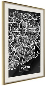 Poster  City Map: Porto (Dark)  Cornice Quadri Cornice d'oro con passe-partout, Larghezza x Altezza Home decor 40x60