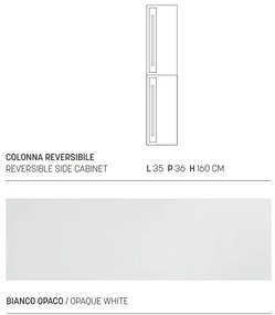 Colonna sospesa bagno ZOE h 160 cm Bianco Opaco reversibile