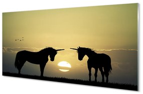 Pannello paraschizzi cucina Campo di unicorni al tramonto 100x50 cm