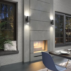 Applique LED moderno da esterno Mettle doppia luce nero IP65, luce bianco caldo 680 lumen, ARTIKA