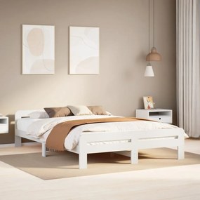 Letto Senza Materasso Bianco 140x190 Cm Legno Massello Di Pino /