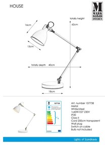 Lampada da tavolo bianca Lampada da tavolo bianca House - Markslöjd